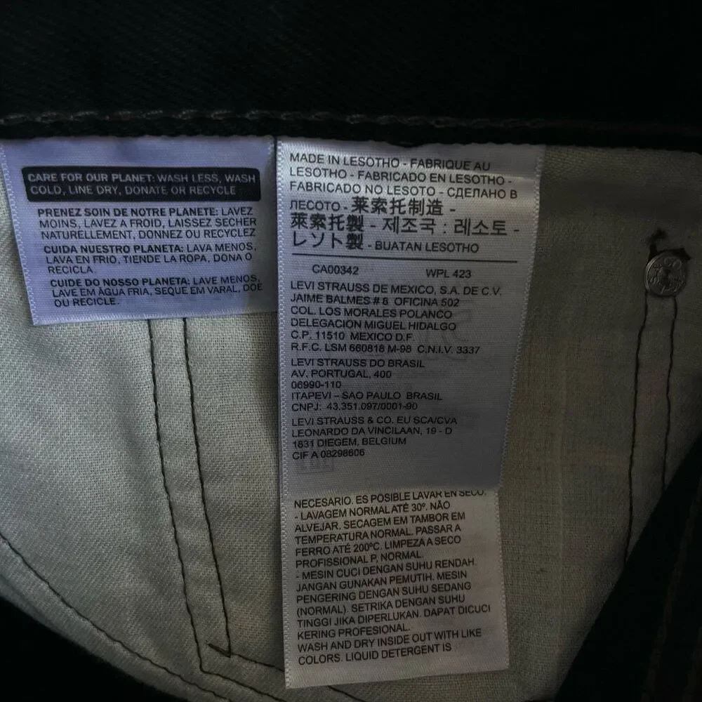 Levi’s 505 Regular Fit Men’s Black Straight Leg Jeans Size W36 L34